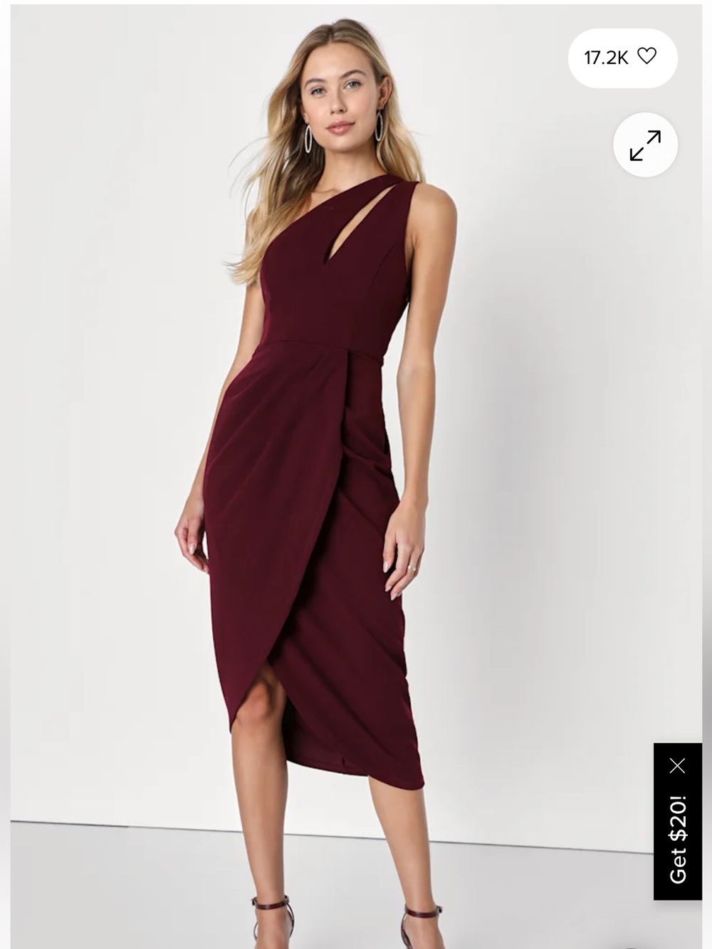 Lulus So Flirty Burgundy One-Shoulder Cutout Asymmetrical Dress